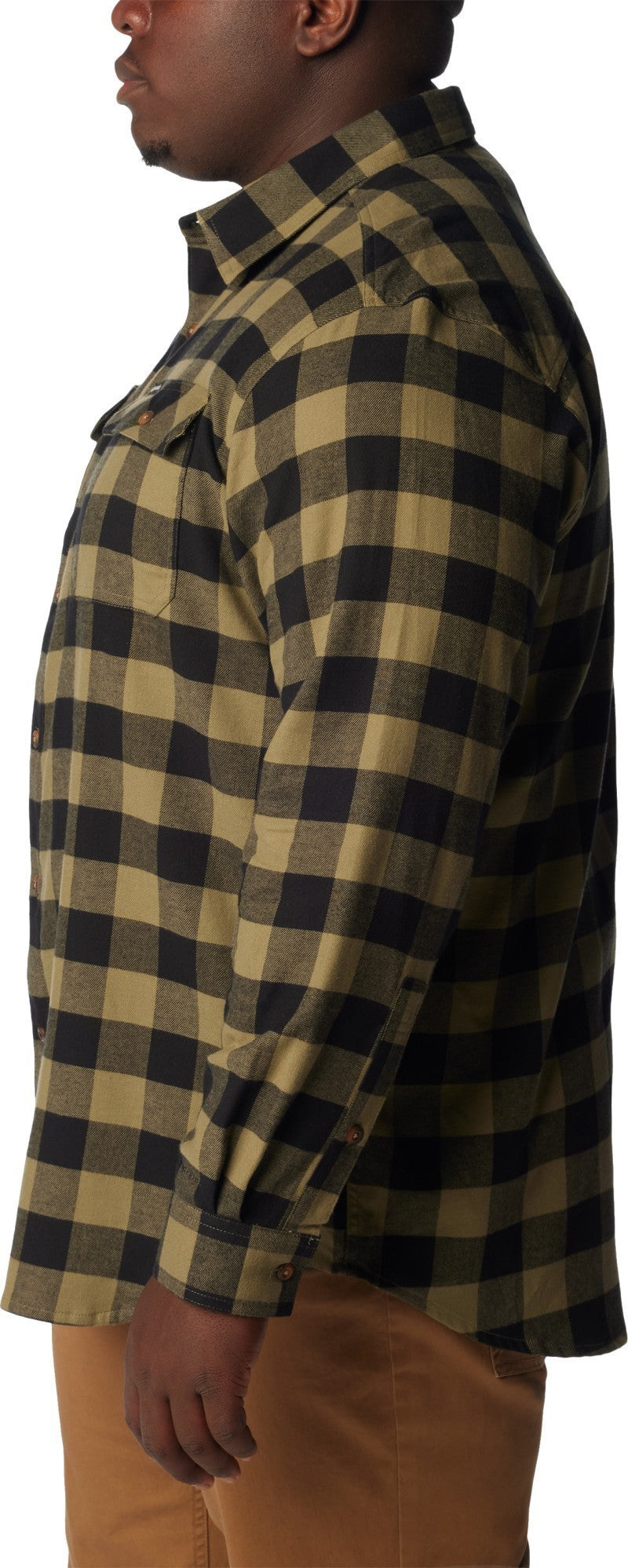 Flare Gun Stretch Flannel, Extended - Mens - stone green buffalo check 1