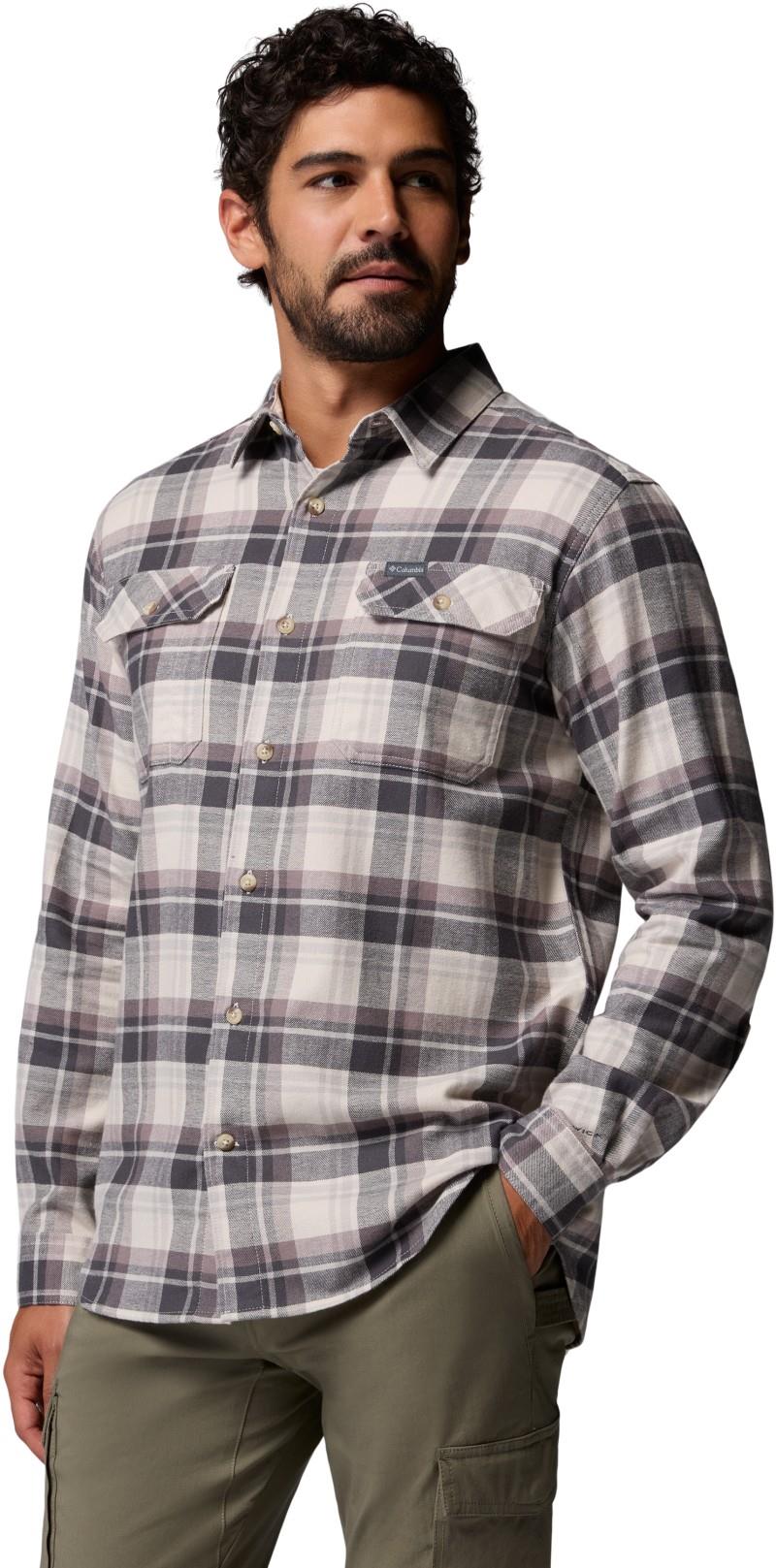 Flare Gun Stretch Flannel - Mens - dark stone / dispersed plaid 1