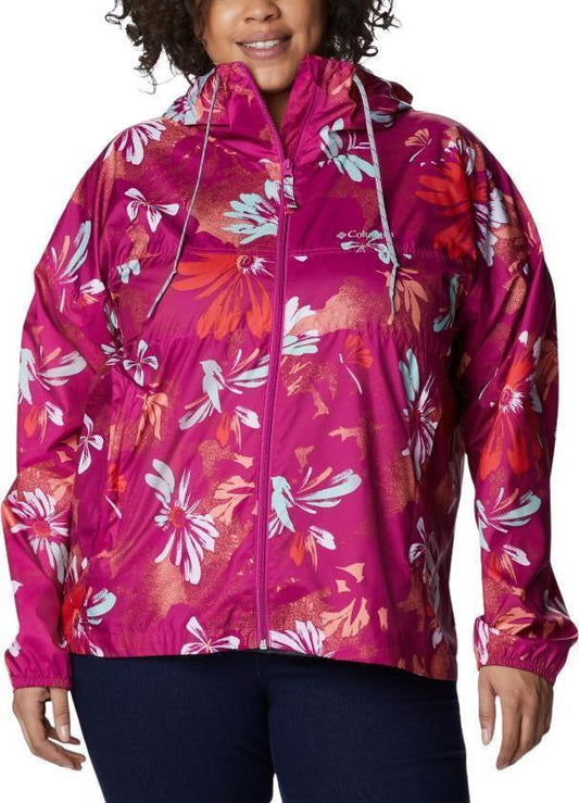 Flash Challenger Novelty Windbreaker, Extended - Womens - Wild Fuchsia Daisy Party Print 1