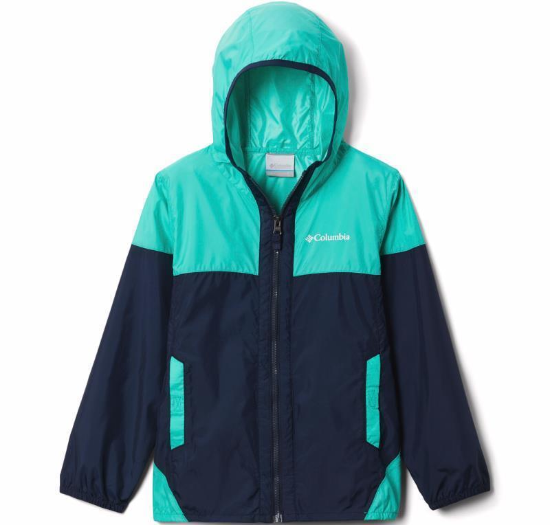 Flash Challenger Windbreaker - Youth Girls - Collegiate Navy / Electric Turquoise 1