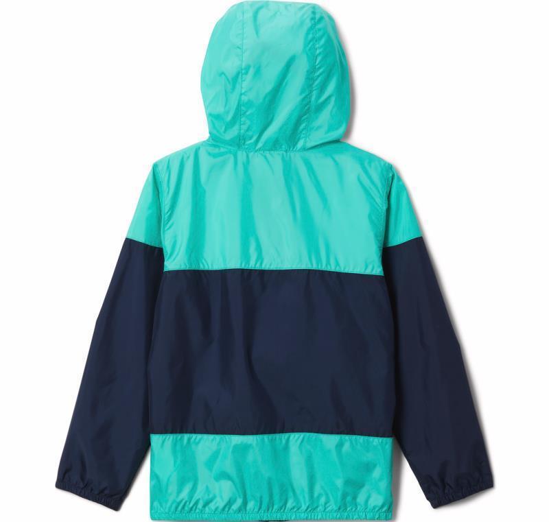 Flash Challenger Windbreaker - Youth Girls - Collegiate Navy / Electric Turquoise 2