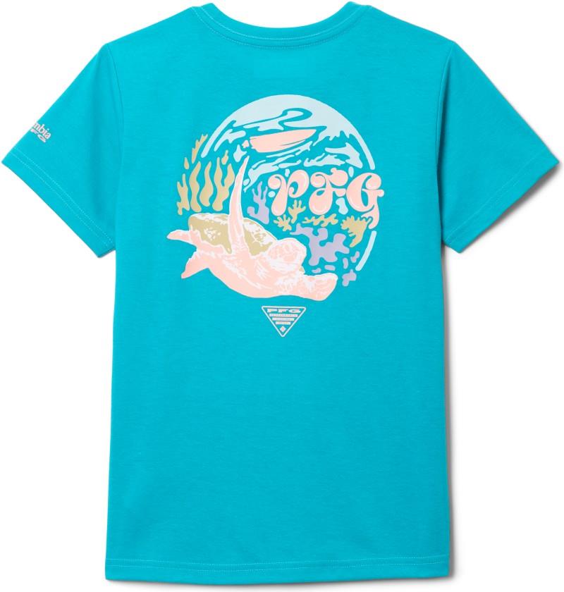 G PFG Palm Waves SS Tee - Youth Girls - ocean teal graphic 1