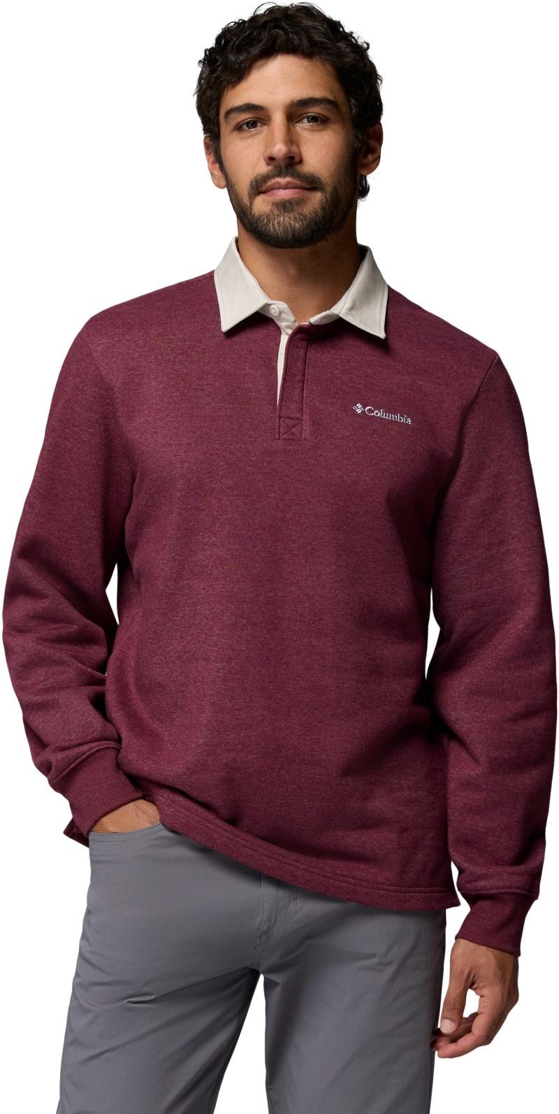 Hart Mountain Collared Pullover - Mens - rich wine heather / dark stone 1
