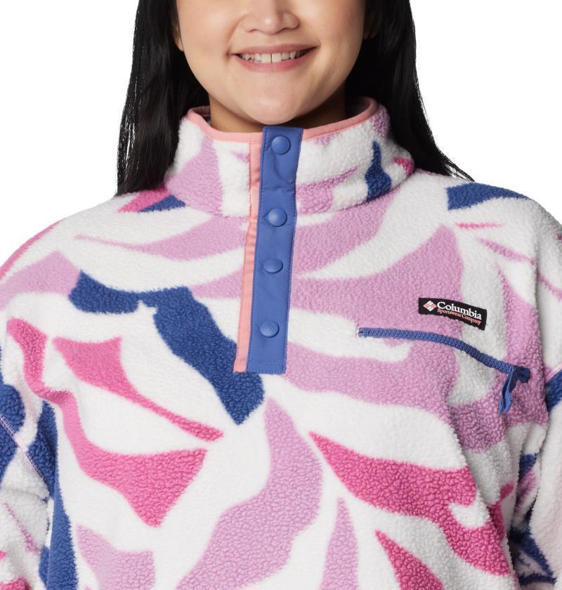 Helvetia Cropped Half Snap, Extended - Womens - Cosmos Floristic Print / Eve / Salmon Rose 5