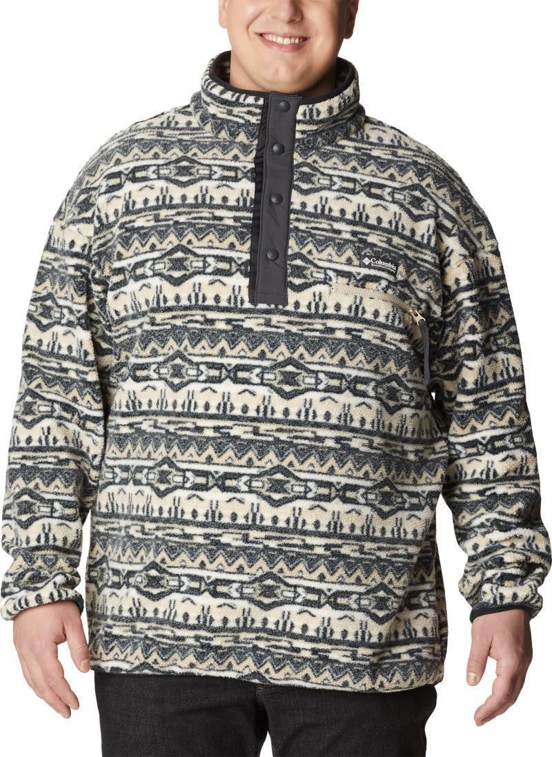 Helvetia Half Snap Fleece - Big - Mens - ancient fossil 80s stripe print 1