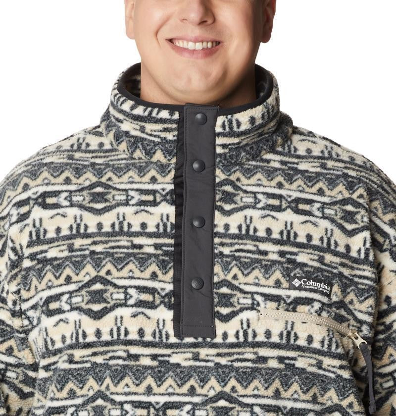 Helvetia Half Snap Fleece - Big - Mens - ancient fossil 80s stripe print 1