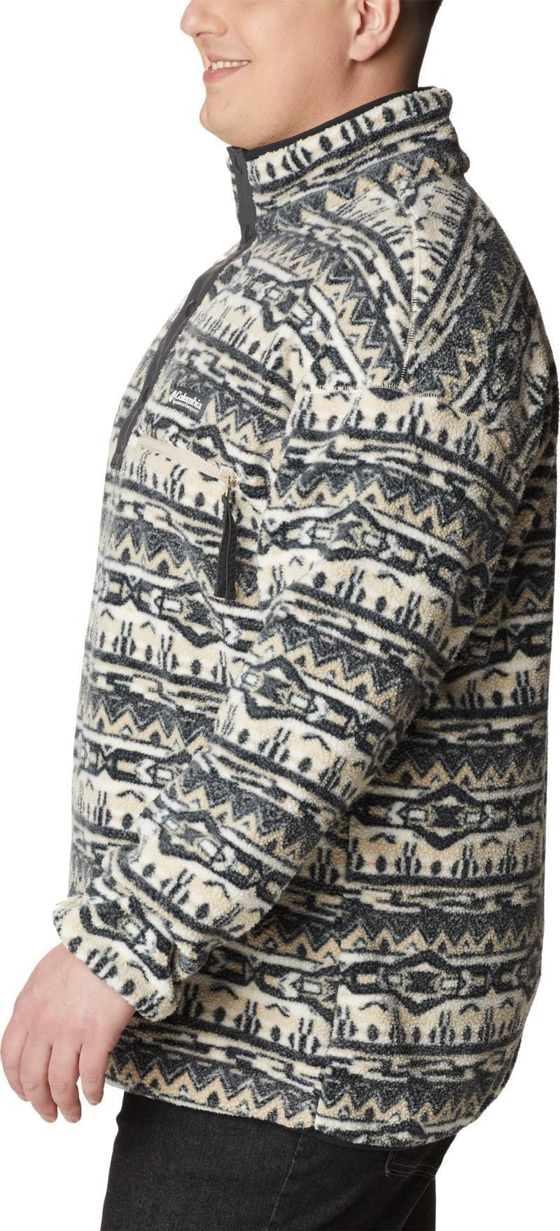 Helvetia Half Snap Fleece - Big - Mens - ancient fossil 80s stripe print 1