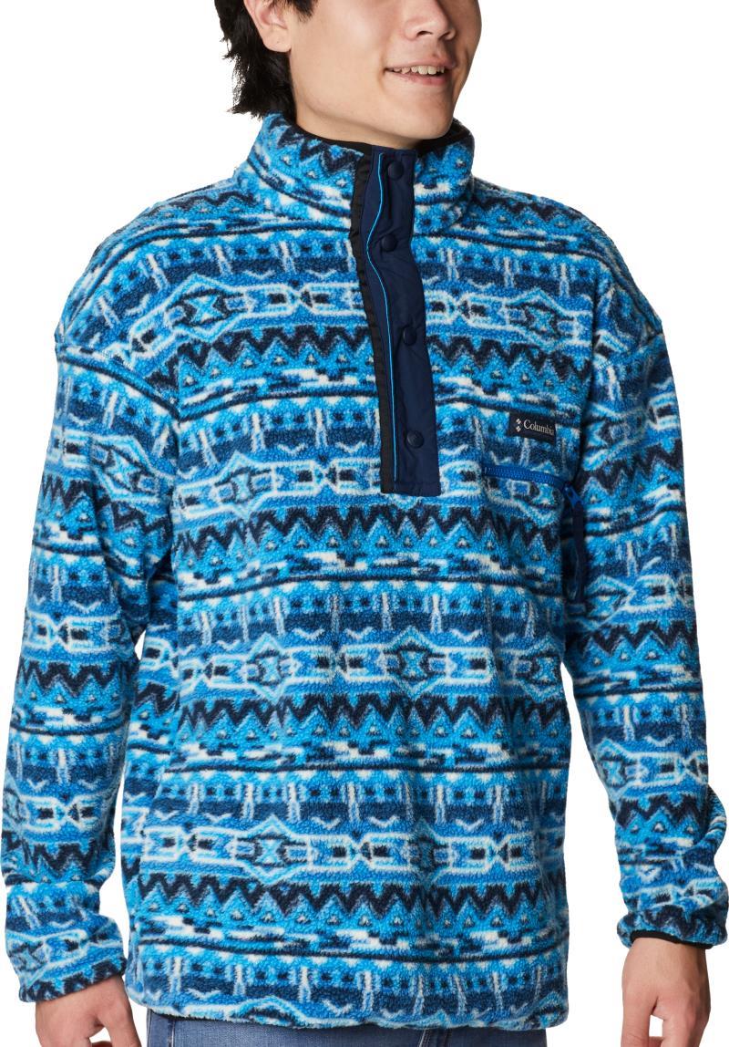 Helvetia Half Snap Fleece - Big - Mens - bright indigo 80s stripe print 1