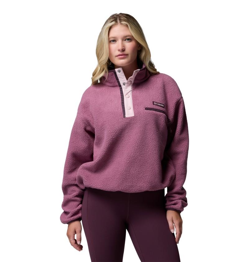 Helvetia II Cropped Half-Snap Fleece - Womens - antique mauve / mineral pink 1