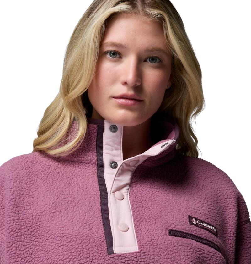 Helvetia II Cropped Half-Snap Fleece - Womens - antique mauve / mineral pink 1