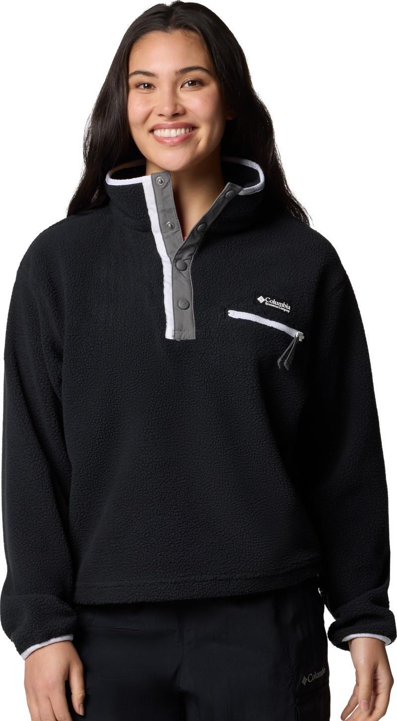 Helvetia II Cropped Half-Snap Fleece - Womens - black 1