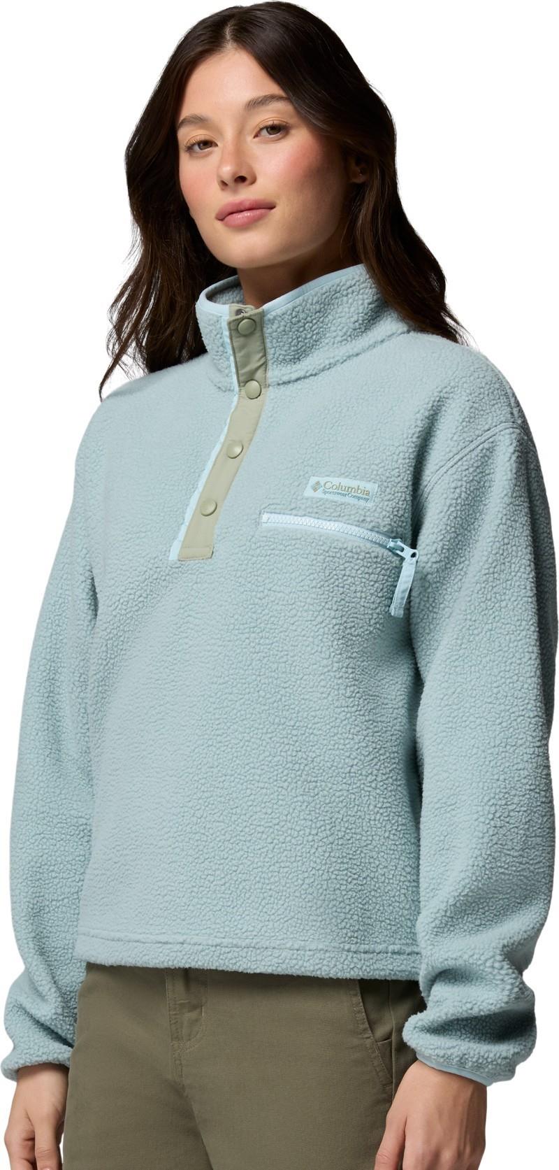 Helvetia II Cropped Half-Snap Fleece - Womens - crushed blue / safari / marine light 1