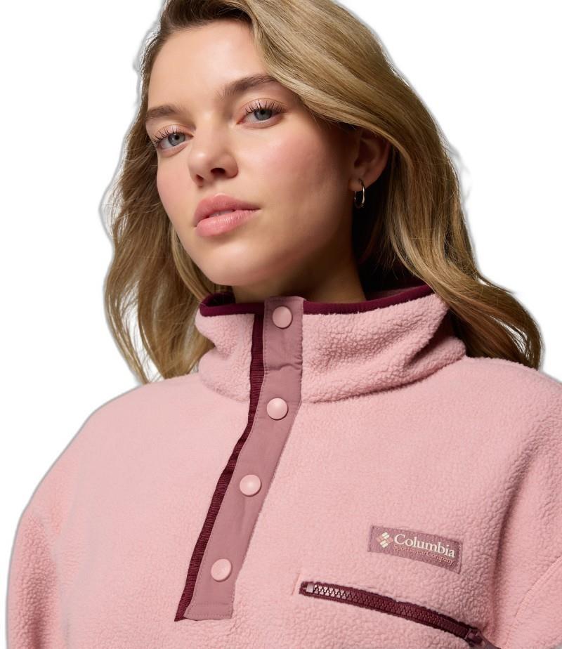 Helvetia II Cropped Half-Snap Fleece - Womens - eraser pink / fig / rich wine 1