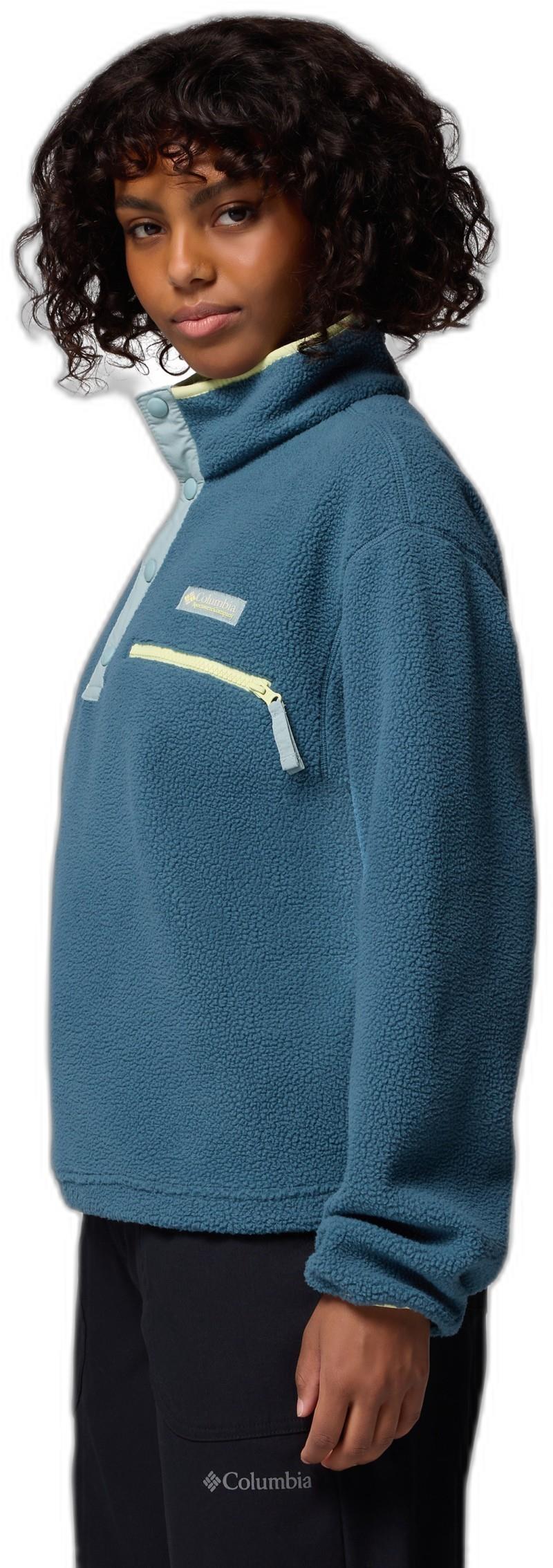 Helvetia II Cropped Half-Snap Fleece - Womens - everblue / crushed blue / citron haze 1