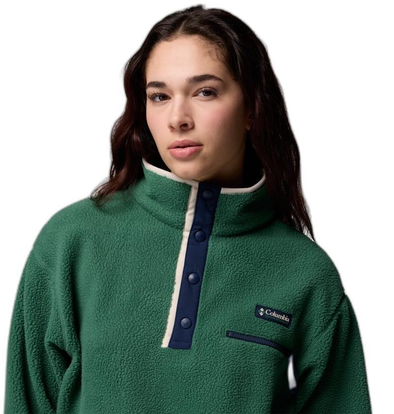Helvetia II Cropped Half-Snap Fleece - Womens - rain forest / collegiate navy / dark stone 1