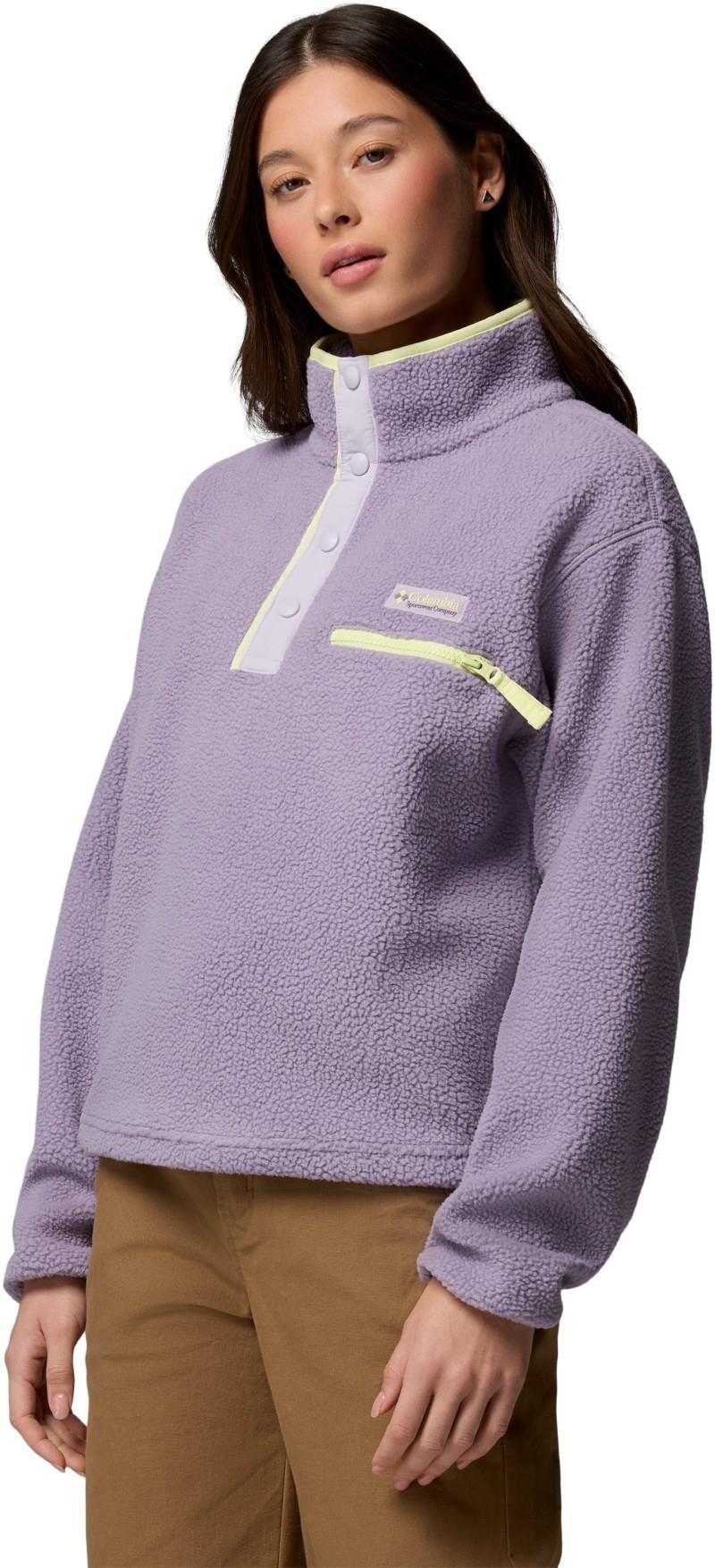 Helvetia II Cropped Half-Snap Fleece - Womens - shale purple / lavender pearl / citron haze 1