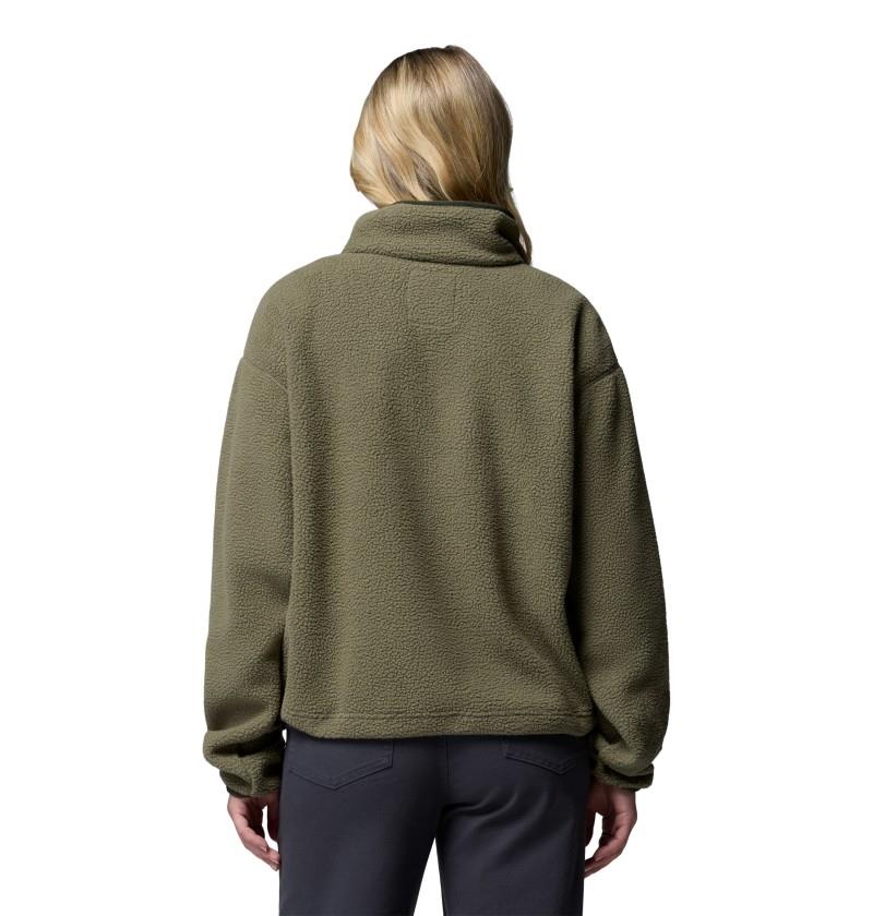 Helvetia II Cropped Half-Snap Fleece - Womens - stone green / safari 1