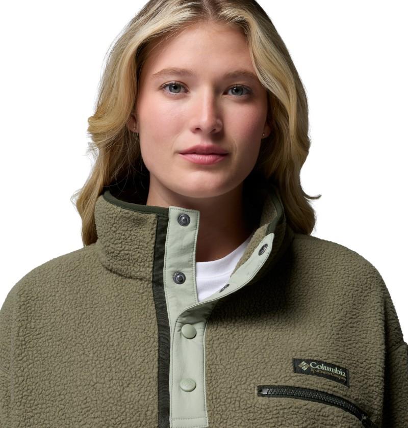 Helvetia II Cropped Half-Snap Fleece - Womens - stone green / safari 1