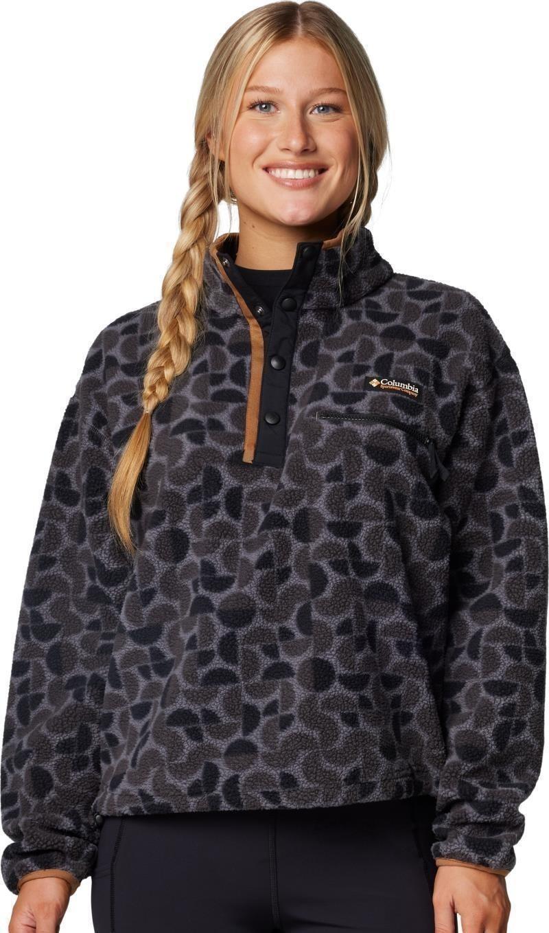 Helvetia II Cropped Half-Snap, Printed - Womens - black retroscape 1