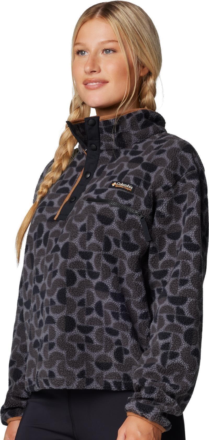 Helvetia II Cropped Half-Snap, Printed - Womens - black retroscape 1