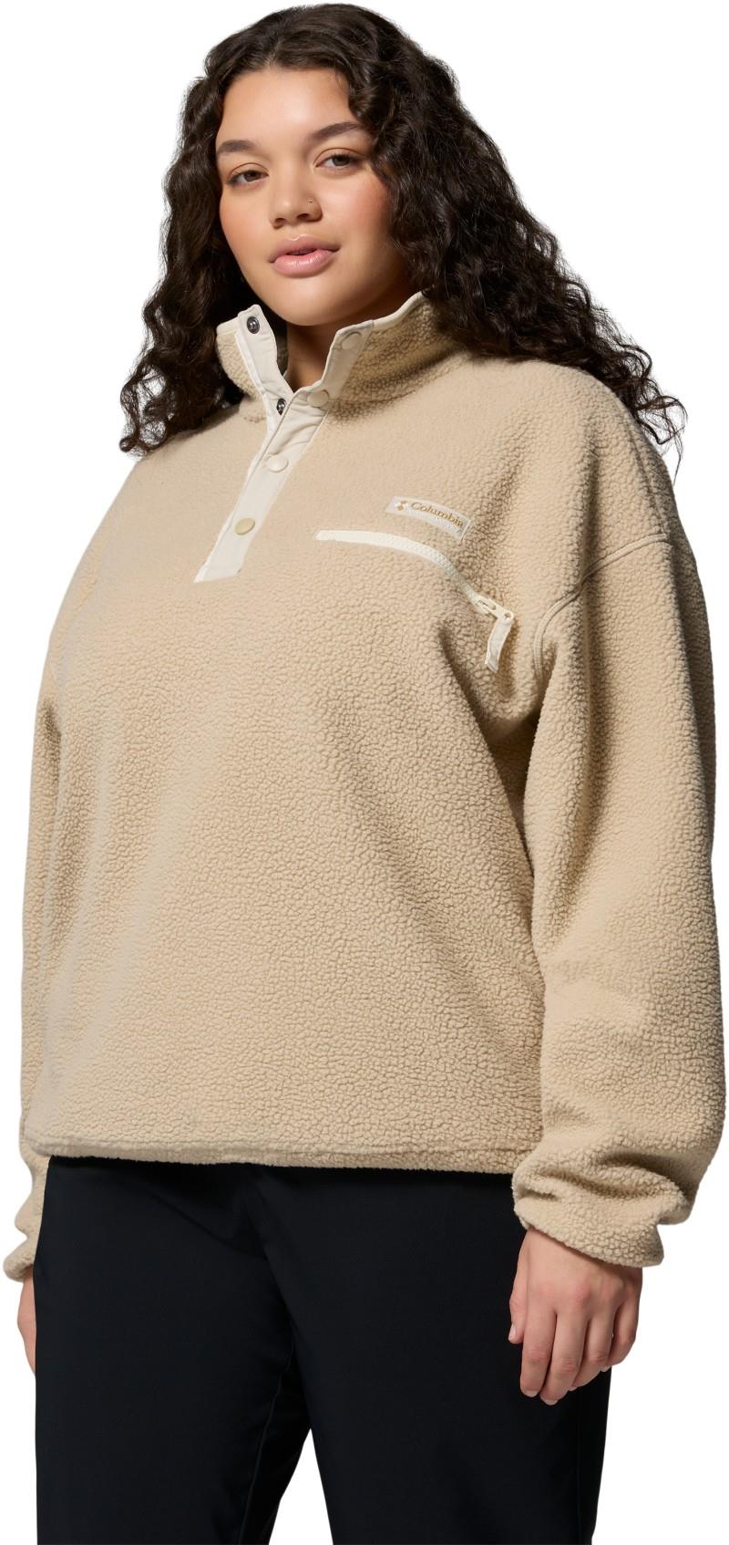 Helvetia II Cropped Half Snap Fleece, Extended - Womens - ancient fossil / dark stone / chalk 1