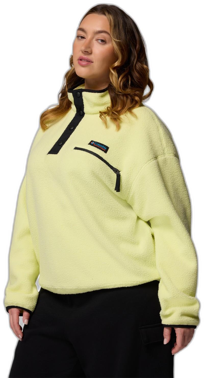 Helvetia II Cropped Half Snap Fleece, Extended - Womens - citron haze / black / compass blue 1