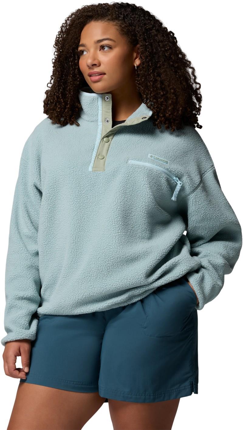 Helvetia II Cropped Half Snap Fleece, Extended - Womens - crushed blue / safari / marine light 1