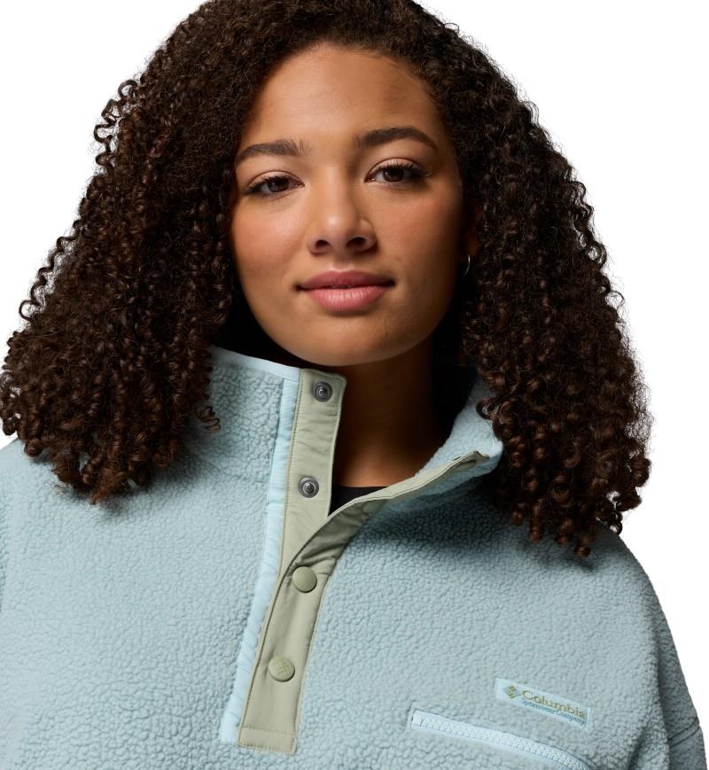 Helvetia II Cropped Half Snap Fleece, Extended - Womens - crushed blue / safari / marine light 1