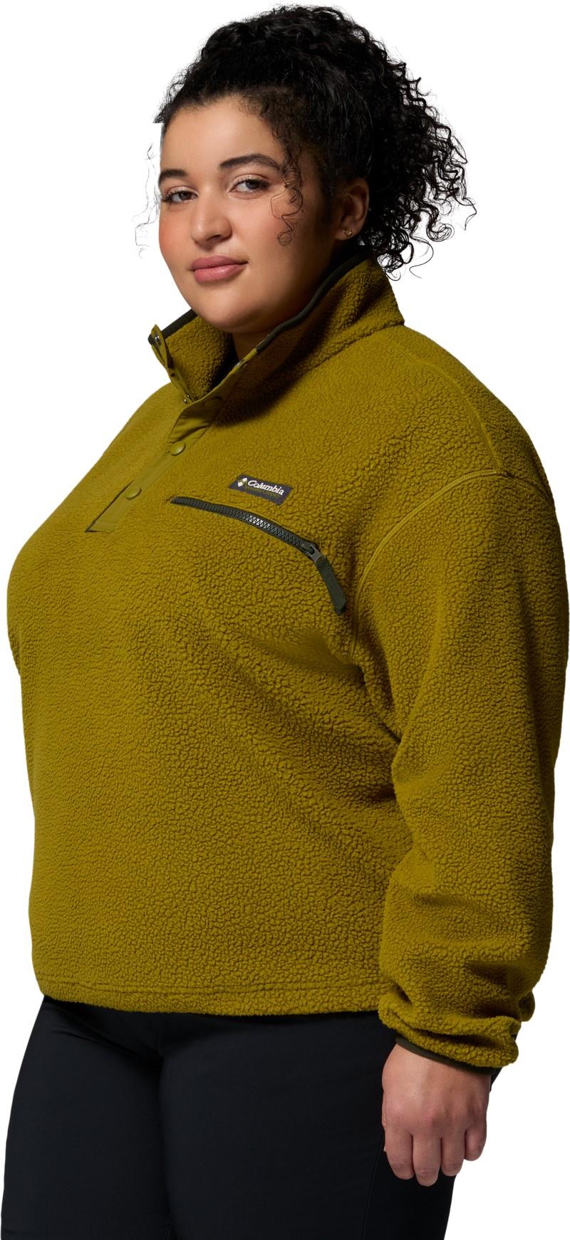 Helvetia II Cropped Half Snap Fleece, Extended - Womens - mossy green / mossy green / greenscape 1
