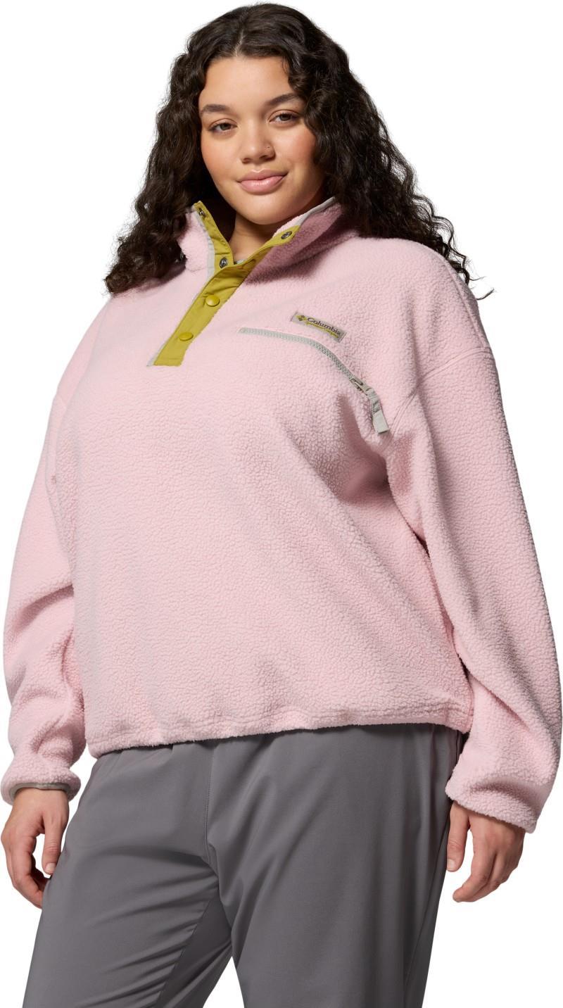 Helvetia II Cropped Half Snap Fleece, Extended - Womens - pink agate / peppercorn / flint grey 1