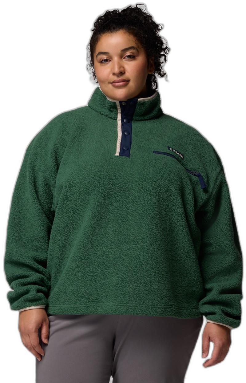 Helvetia II Cropped Half Snap Fleece, Extended - Womens - rain forest / collegiate navy / dark stone 1