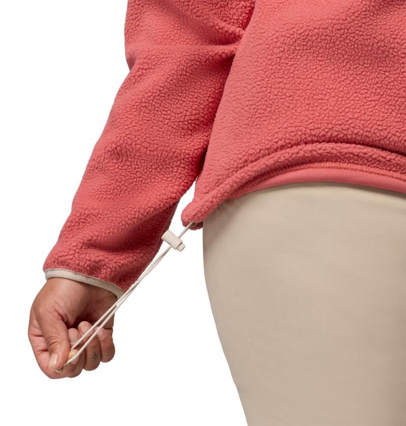 Helvetia II Cropped Half Snap Fleece, Extended - Womens - washed red / moonvista / dark stone 1