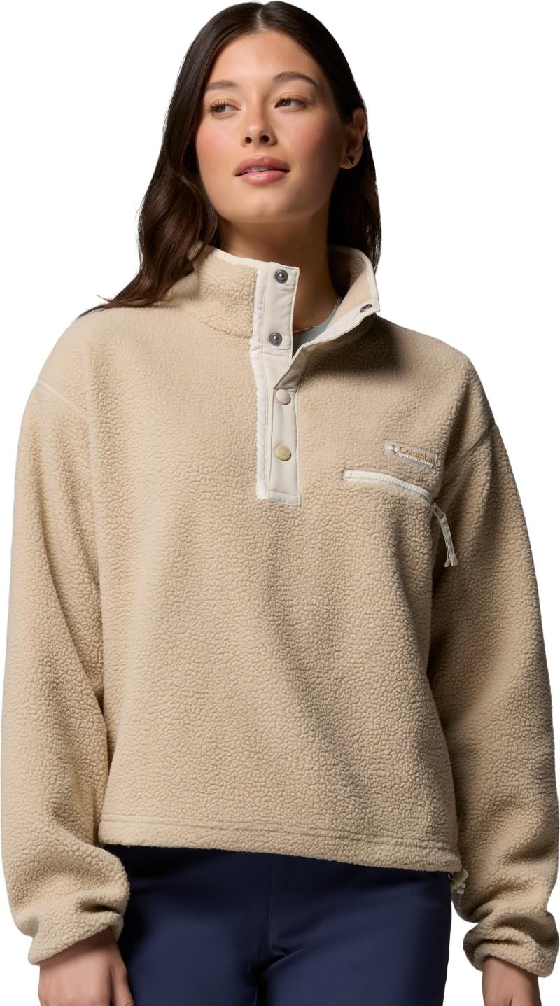 Helvetia II Cropped Half Snap Fleece - Womens - ancient fossil / dark stone / chalk 1