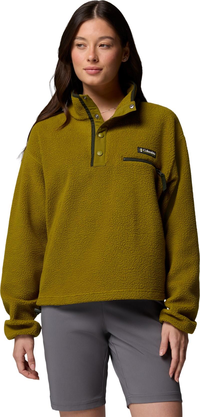 Helvetia II Cropped Half Snap Fleece - Womens - mossy green / mossy green / greenscape 1
