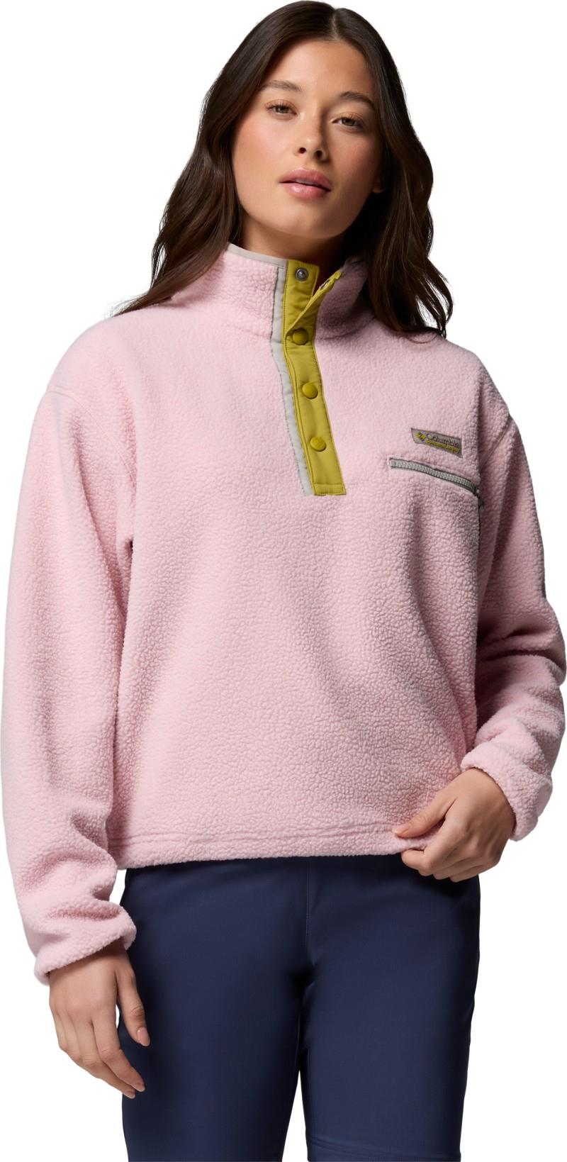 Helvetia II Cropped Half Snap Fleece - Womens - pink agate / peppercorn / flint grey 1