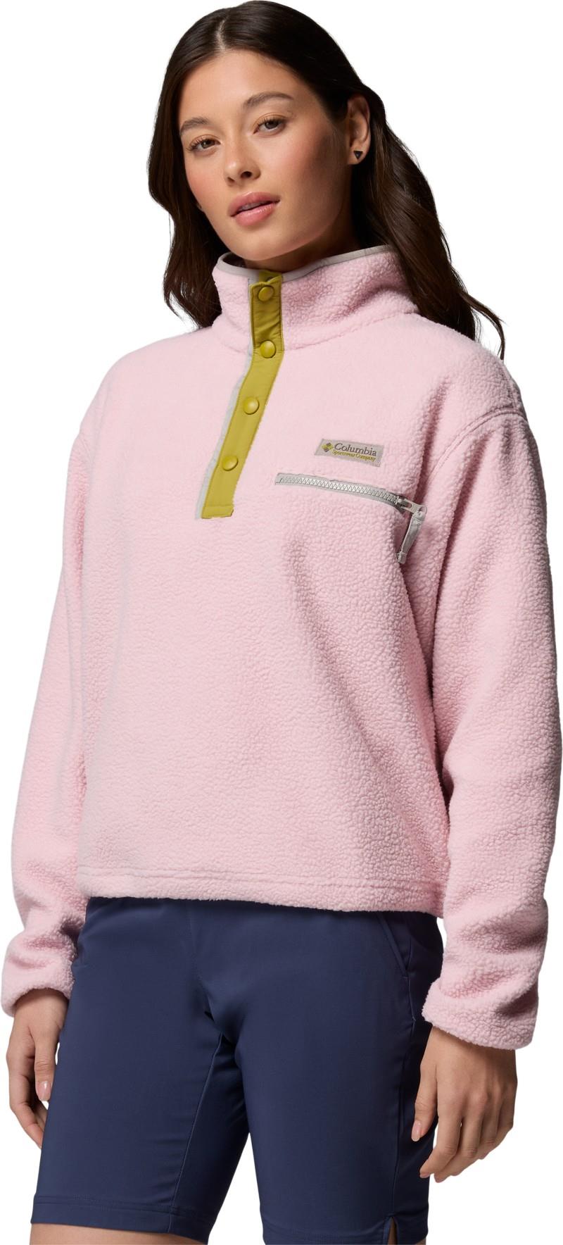 Helvetia II Cropped Half Snap Fleece - Womens - pink agate / peppercorn / flint grey 1