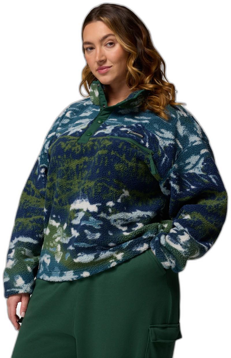 Helvetia II Printed Cropped Half Snap, Extended - Womens - everblue sisters / rain forest 1