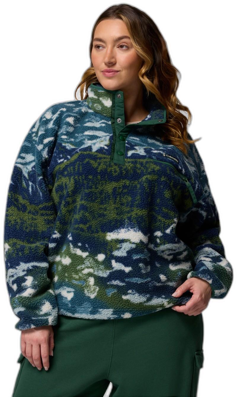 Helvetia II Printed Cropped Half Snap, Extended - Womens - everblue sisters / rain forest 1