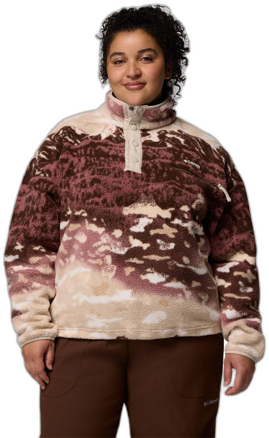 Helvetia II Printed Cropped Half Snap, Extended - Womens - tobacco sisters / dark stone 1