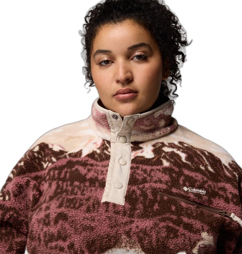 Helvetia II Printed Cropped Half Snap, Extended - Womens - tobacco sisters / dark stone 1