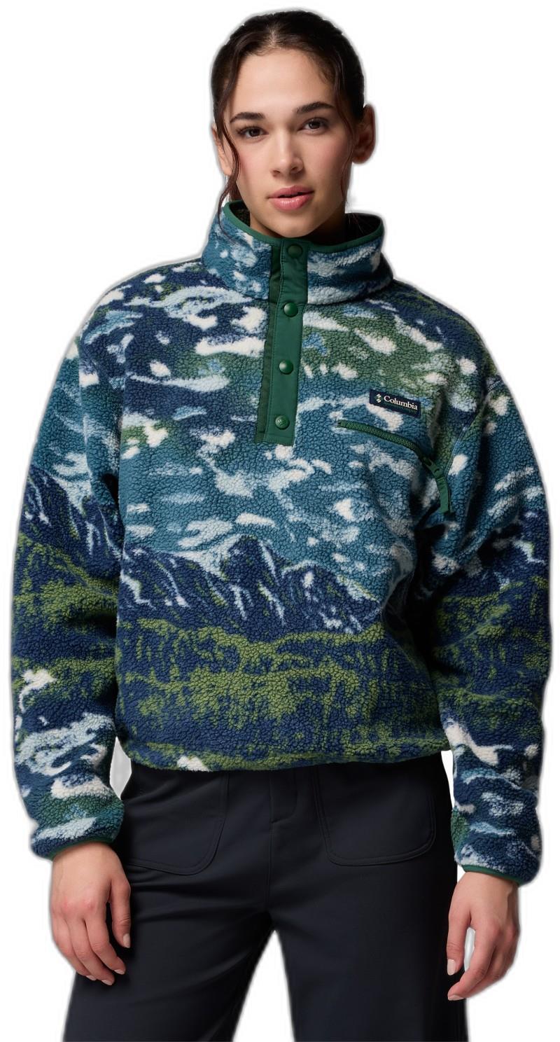 Helvetia II Printed Cropped Half Snap - Womens - everblue sisters / rain forest 1