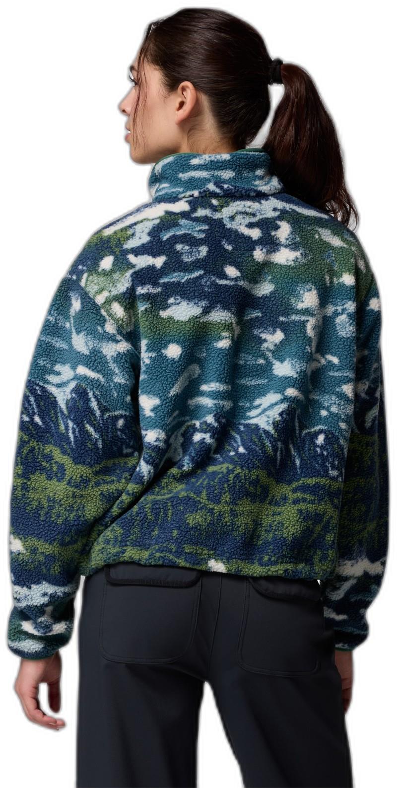 Helvetia II Printed Cropped Half Snap - Womens - everblue sisters / rain forest 1