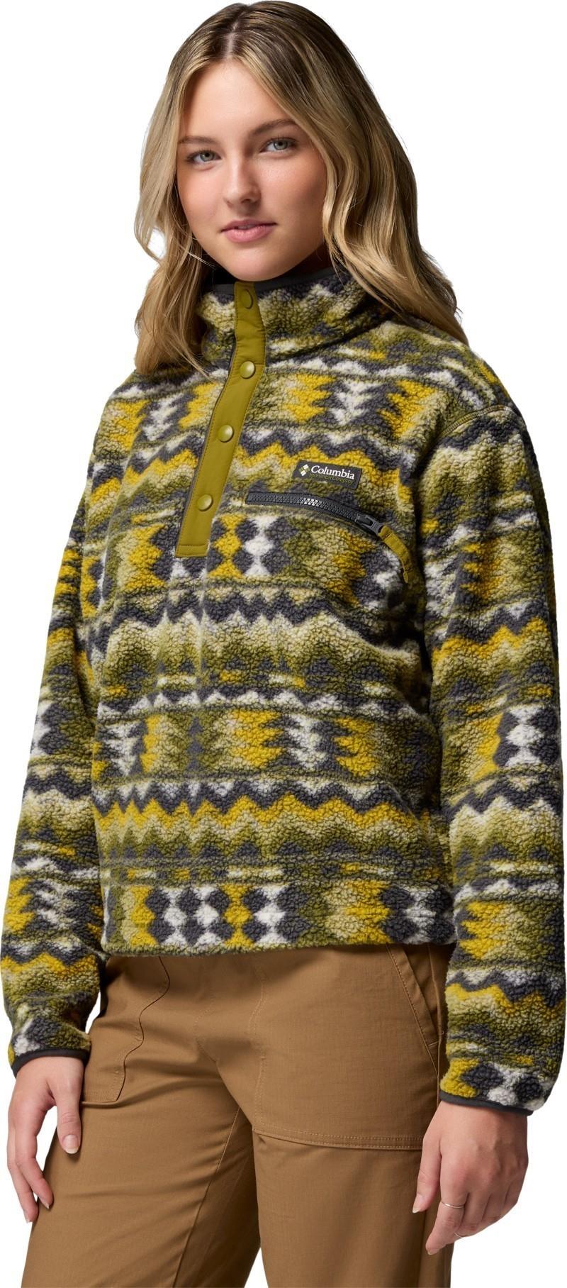 Helvetia II Printed Cropped Half Snap - Womens - mossy green / retrotree 1