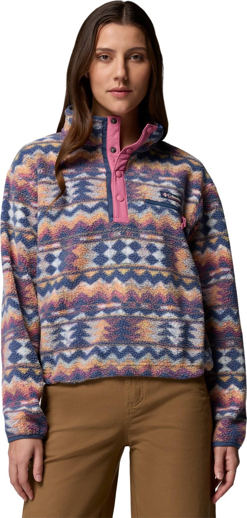 Helvetia II Printed Cropped Half Snap - Womens - sea salt / retrotree 1
