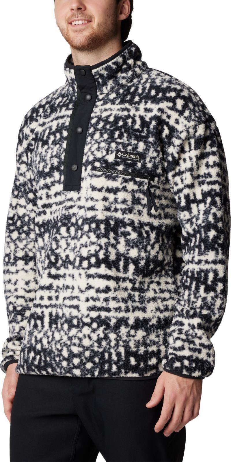 Helvetia II Printed Half Snap Fleece - Mens - black stippled stripe 1