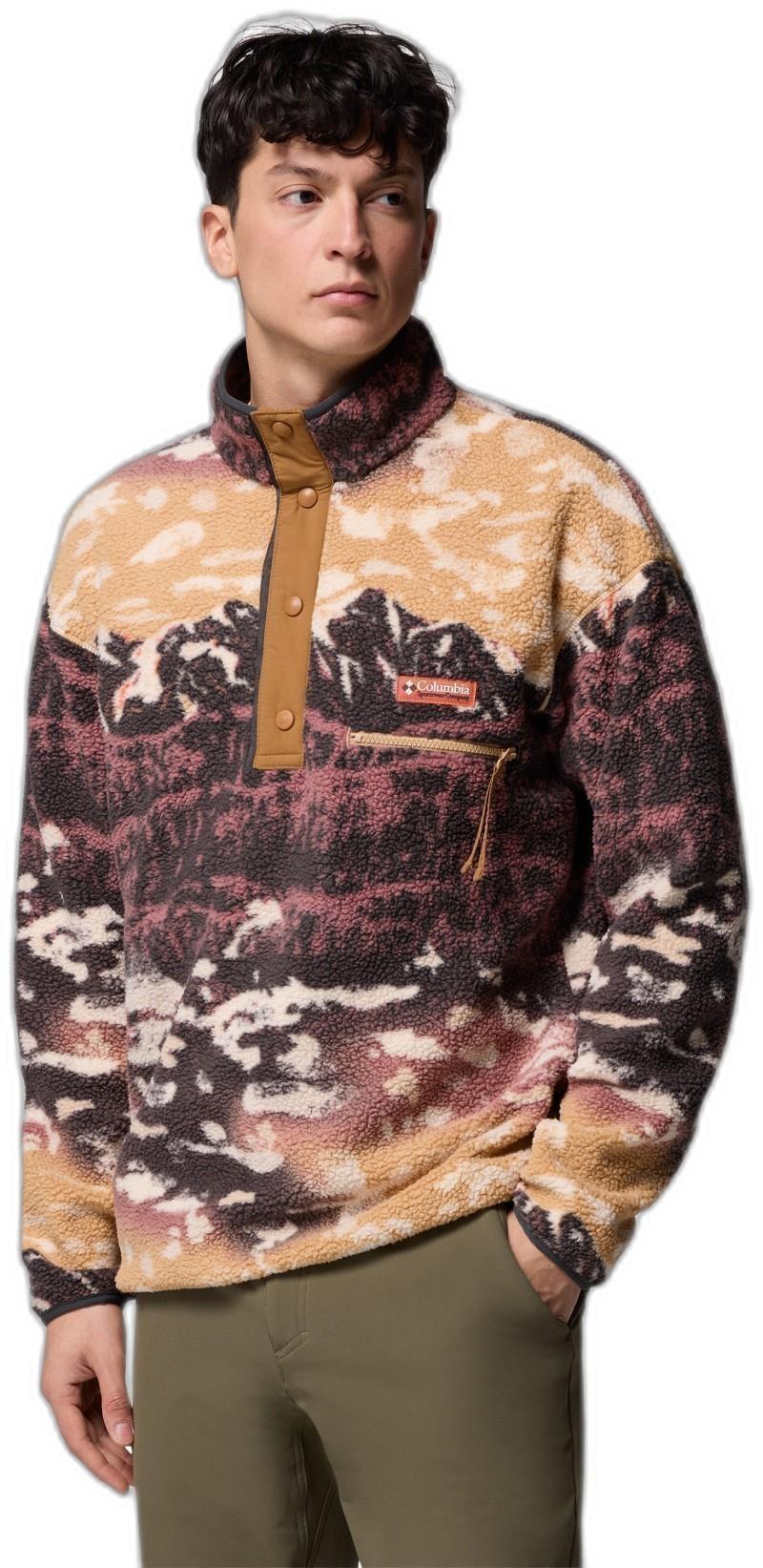 Helvetia II Printed Half Snap Fleece - Mens - camel brown sisters 1