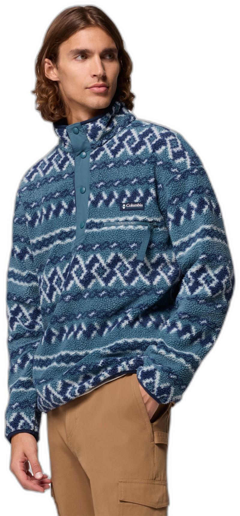Helvetia II Printed Half Snap Fleece - Mens - everblue knitknot 1