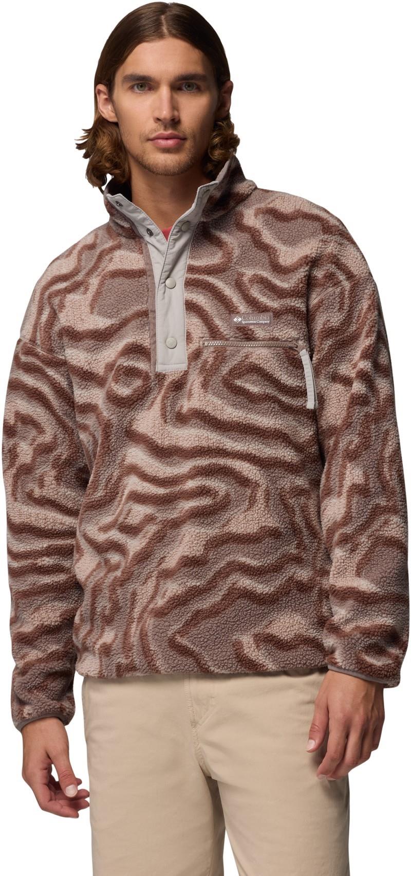 Helvetia II Printed Half Snap Fleece - Mens - iron / topoglitch 1