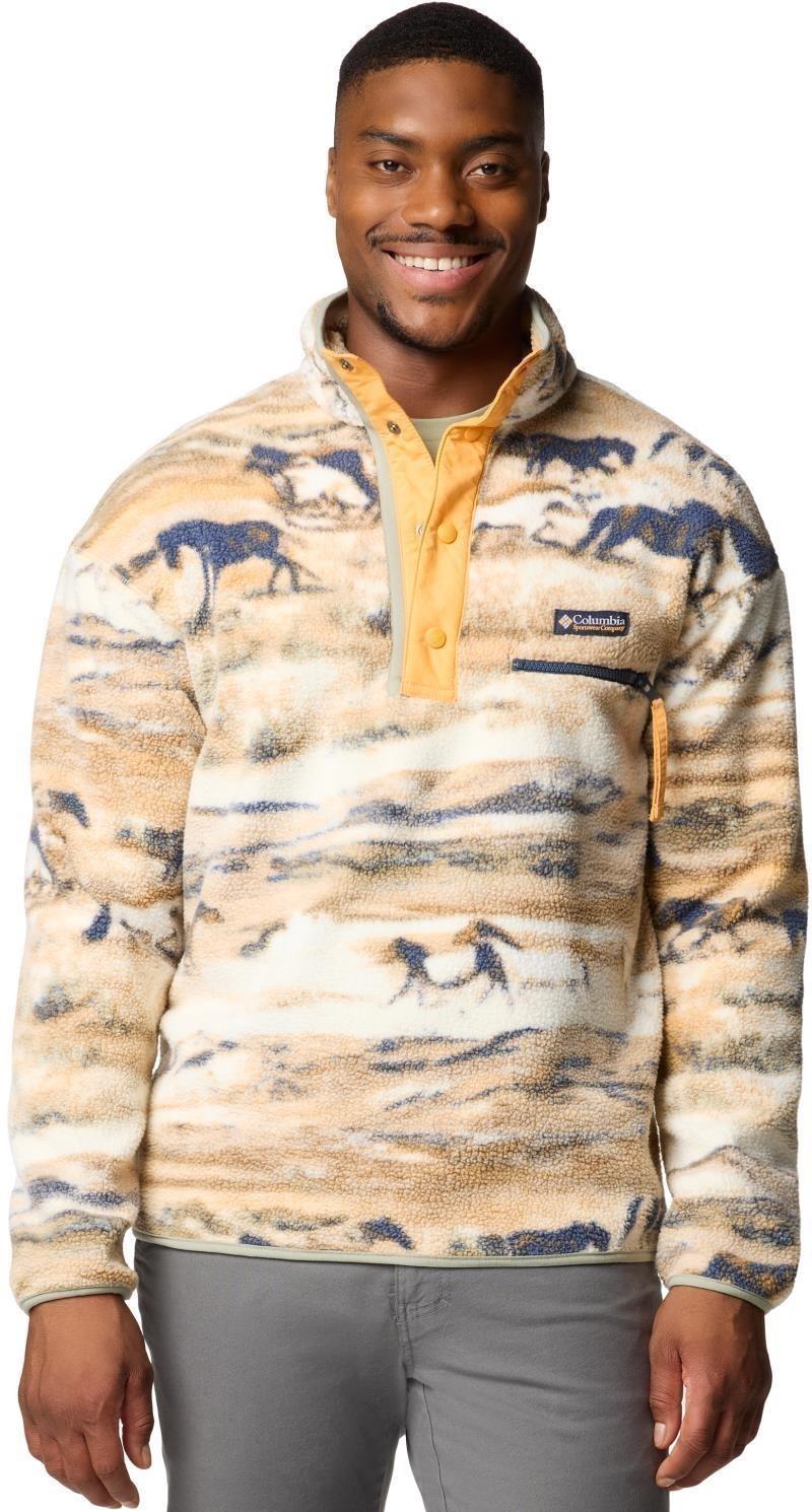 Helvetia II Printed Half Snap Fleece - Mens - lemon wash roaming 1