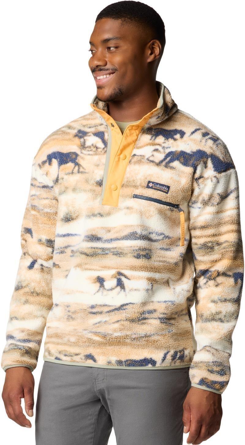 Helvetia II Printed Half Snap Fleece - Mens - lemon wash roaming 1